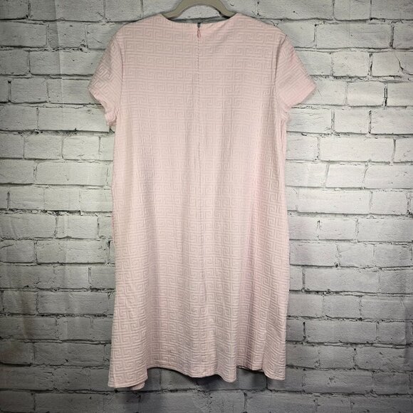 WOMENS J MCLAUGHLIN ALINE DRESS PINK KNIT GREEK KEY TEXTURE CATALINA CLOTH LARGE - Picture 2 of 7